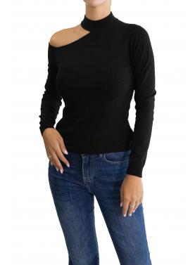 Maglia con scollo laterale tinta unita